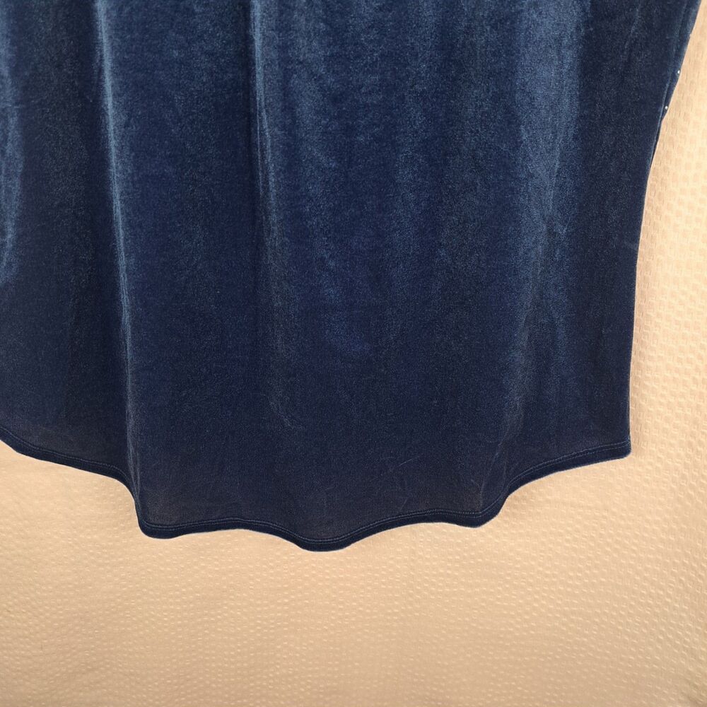 Elle Women Soft Velvet Navy Blue Size L Embellished Sleeveless - Picture 11 of 11